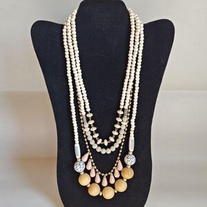 Plunder Designs Statement Bib Necklace Multi-Strand‎ Beaded Layered Boho 18"